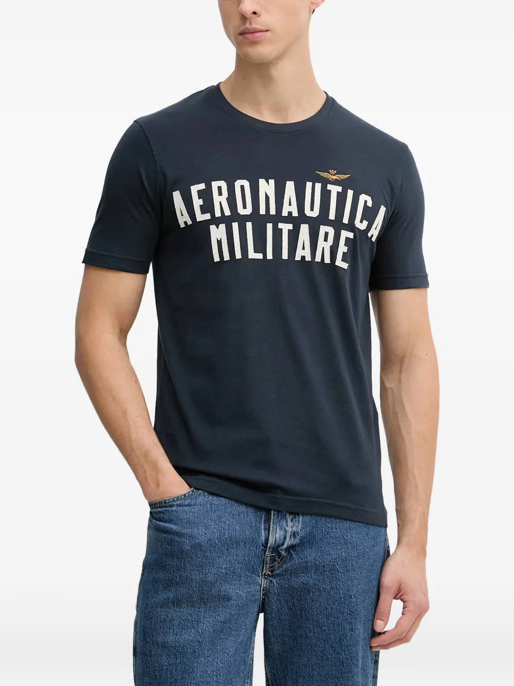 Aeronautica Militare logo-print T-shirt Blauw