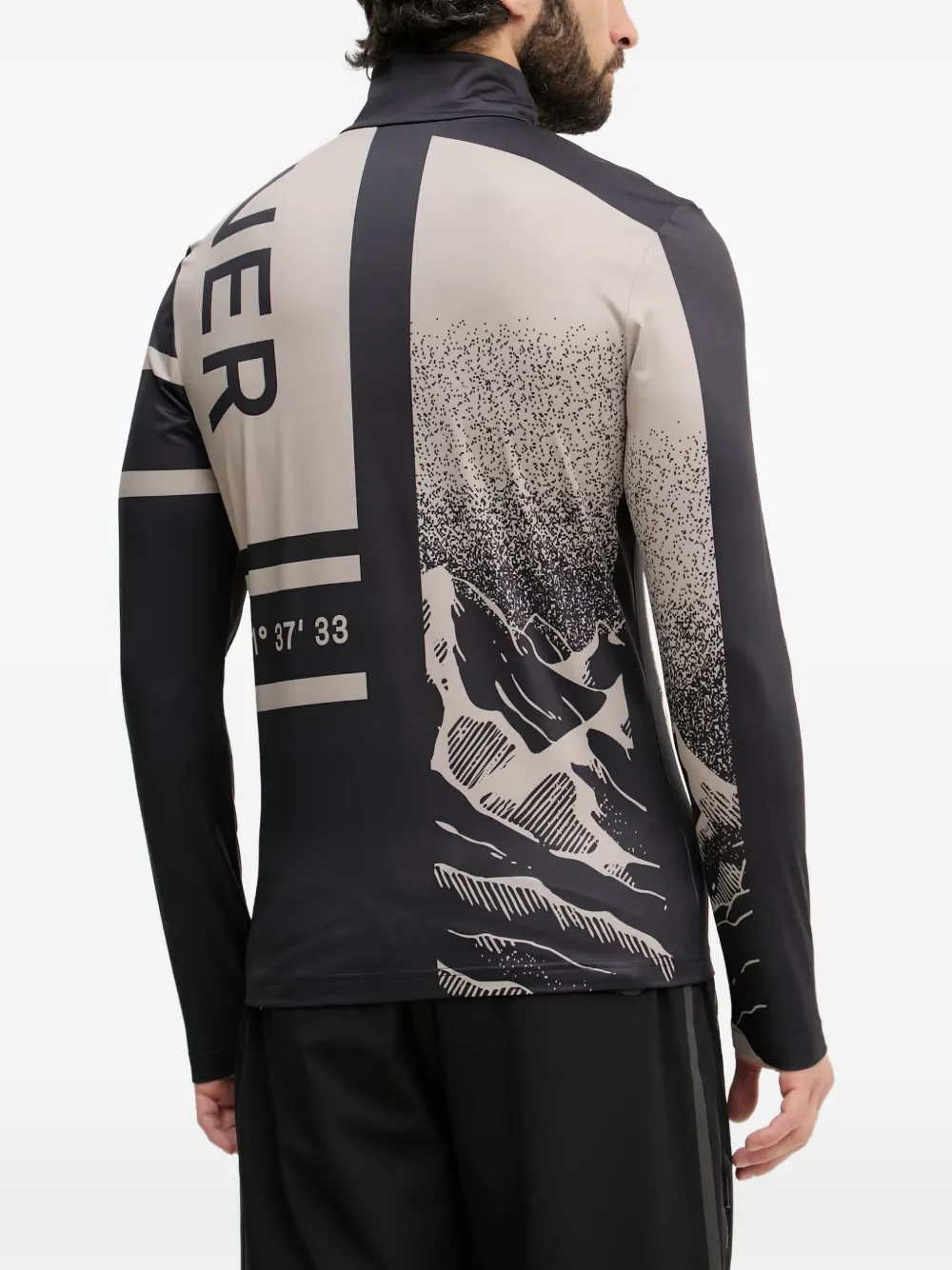 BOGNER Verti skitop met halve rits en grafische print Beige