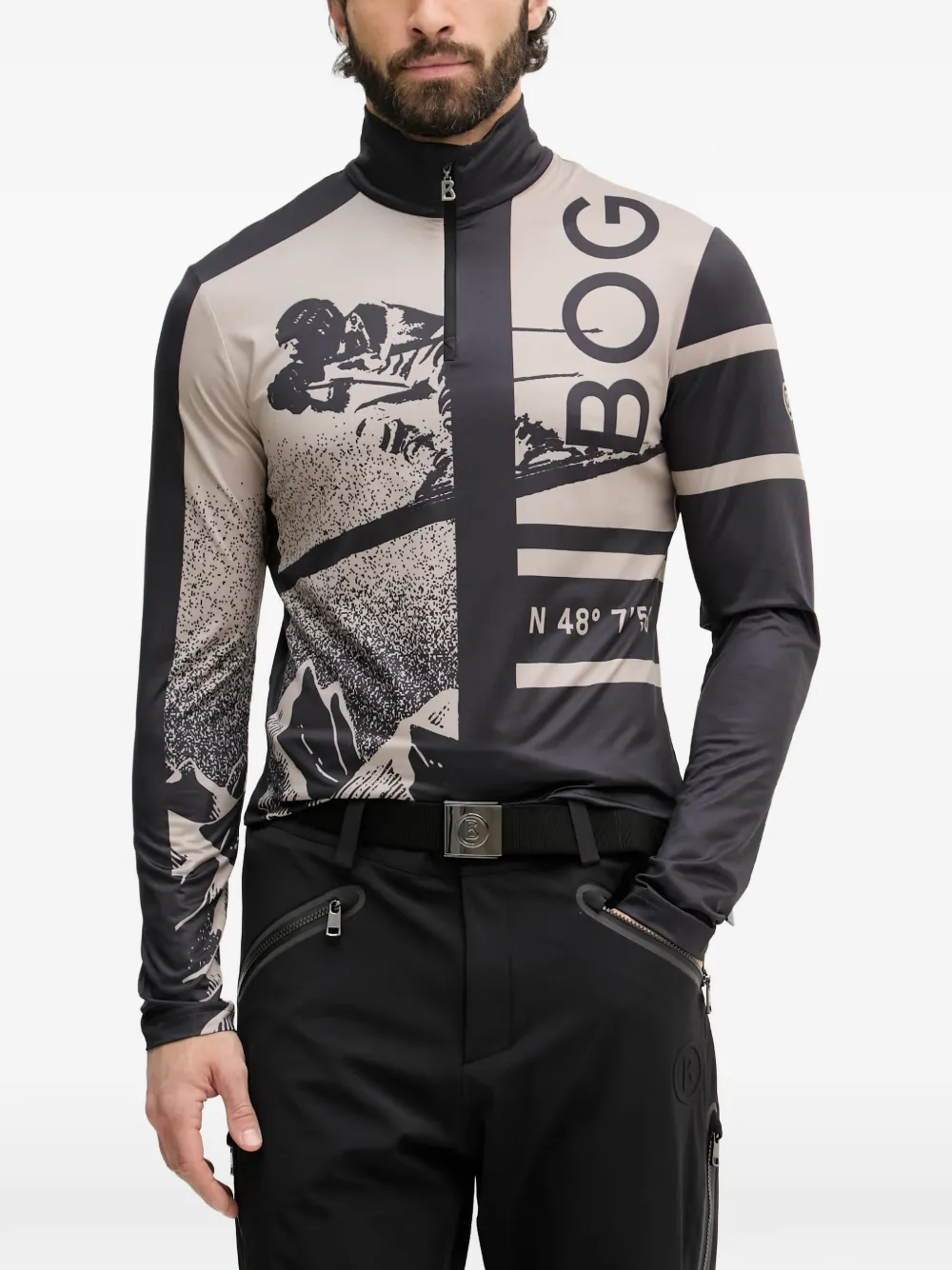 Bogner Verti Graphic-print Half-zip Ski Top In Multi