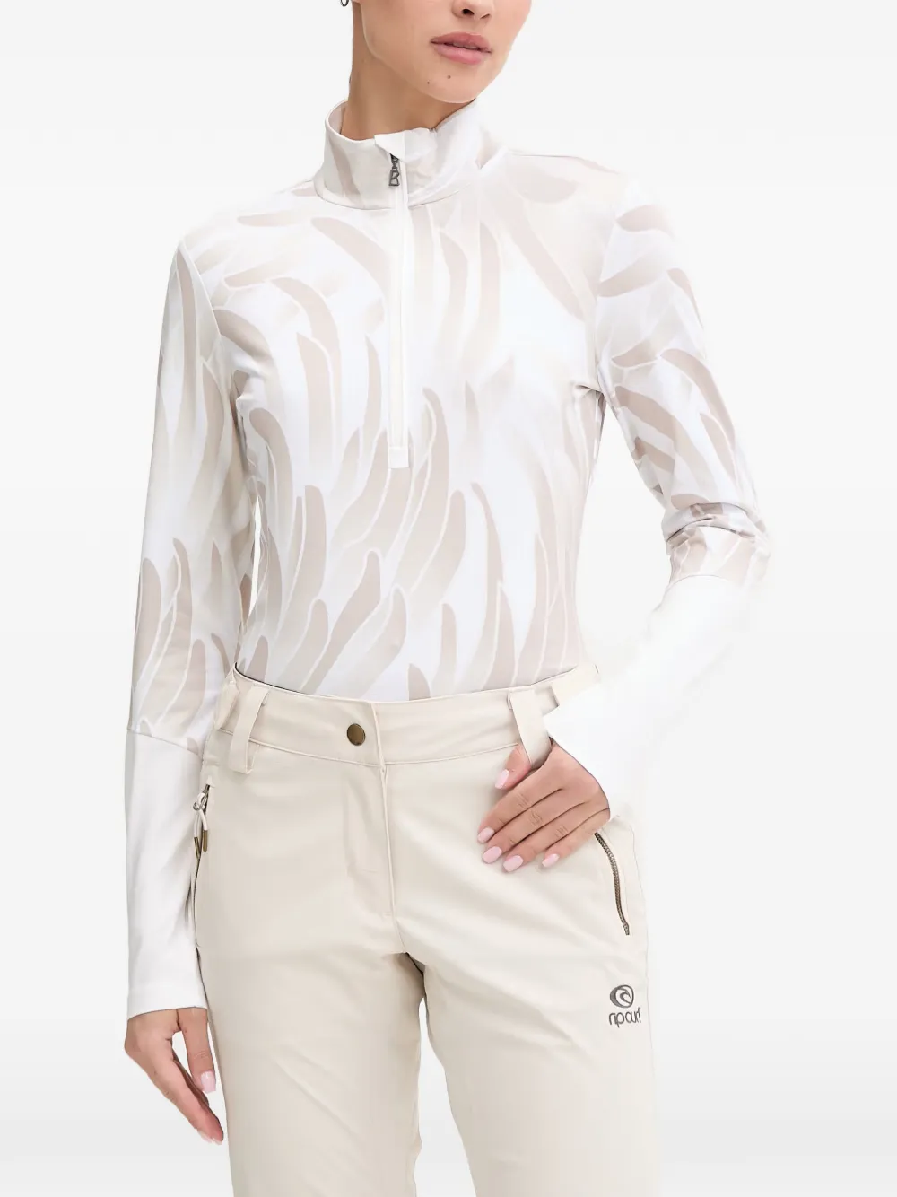 BOGNER Gelia abstract-print quarter-zip top - Blanc BOGNER Gelia abstract-print quarter-zip top - Blanc