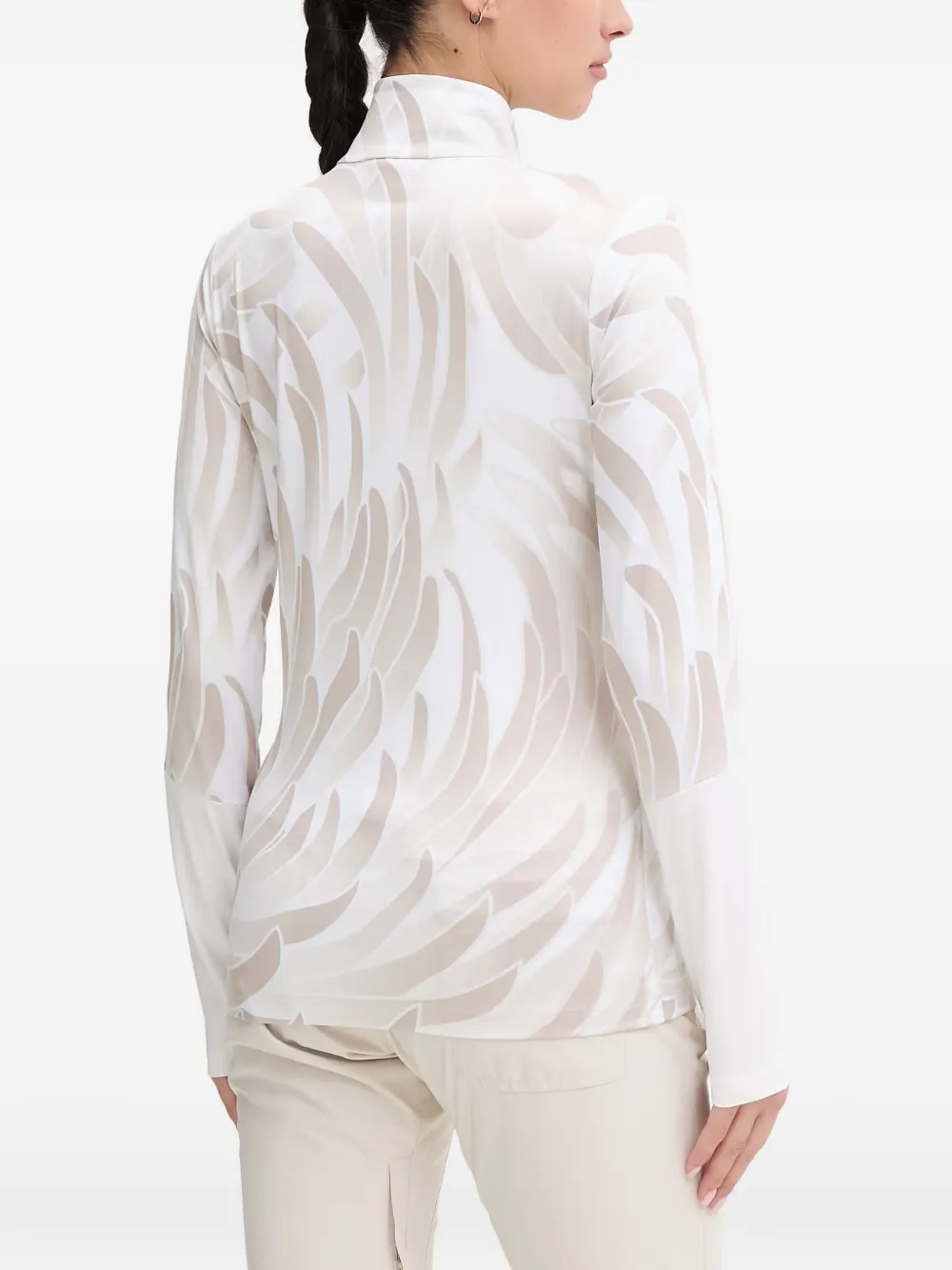 BOGNER Gelia top met abstracte print en kwartrits Wit