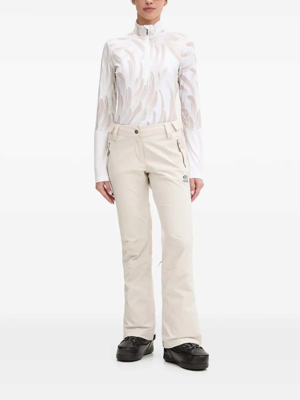 BOGNER Gelia top met abstracte print en kwartrits Wit