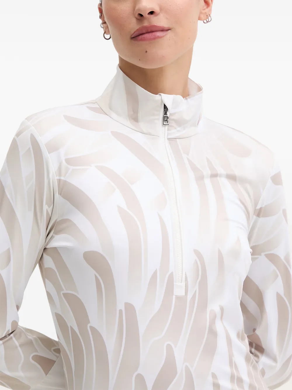 BOGNER Gelia top met abstracte print en kwartrits Wit