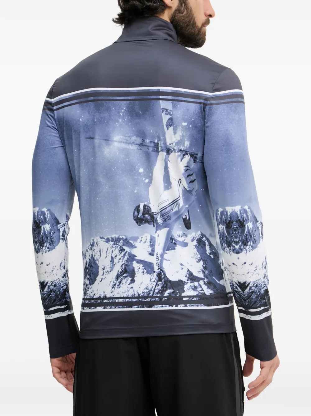 BOGNER Verti skitop met grafische print en rits Blauw