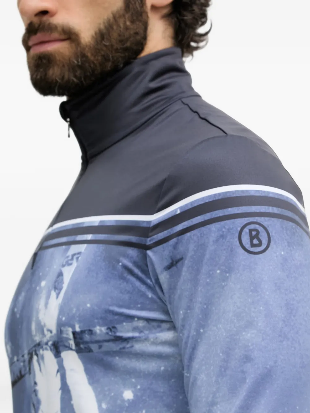 BOGNER Verti skitop met grafische print en rits Blauw