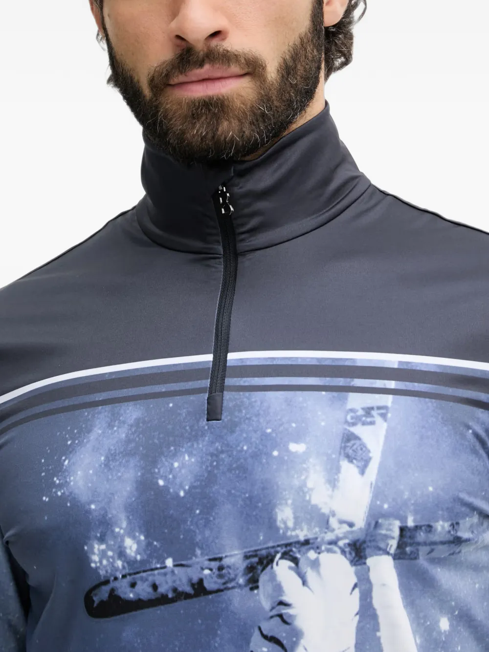 BOGNER Verti skitop met grafische print en rits Blauw