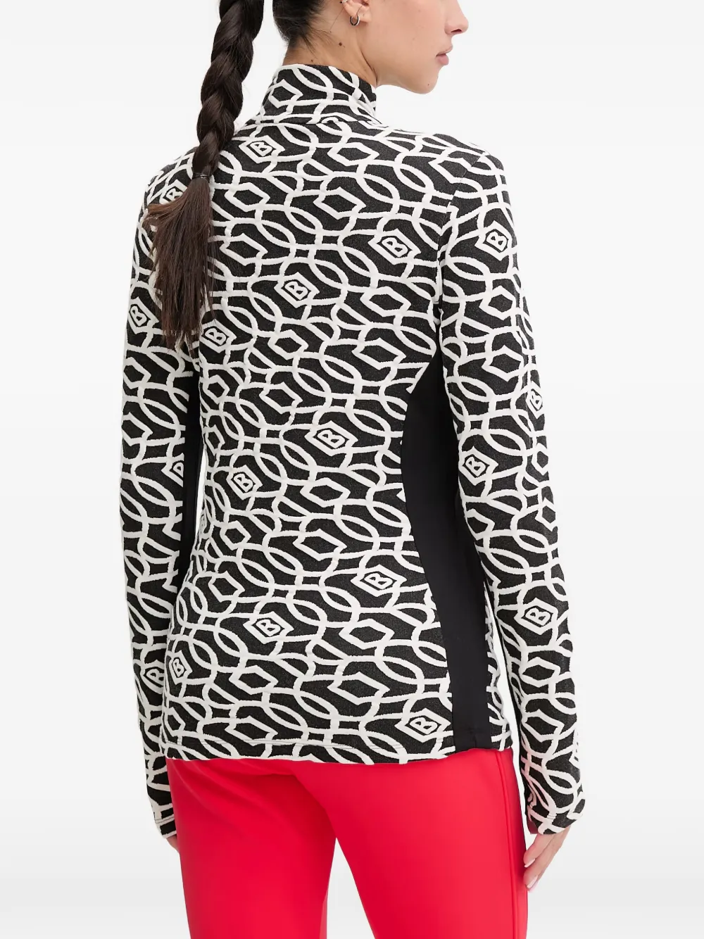 BOGNER Jasmina top met halve rits en monogram-print Zwart