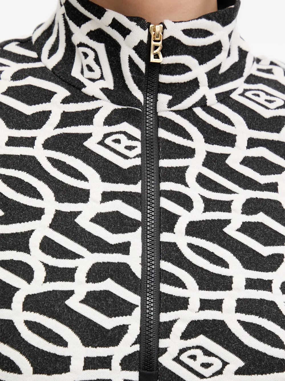 BOGNER Jasmina top met halve rits en monogram-print Zwart