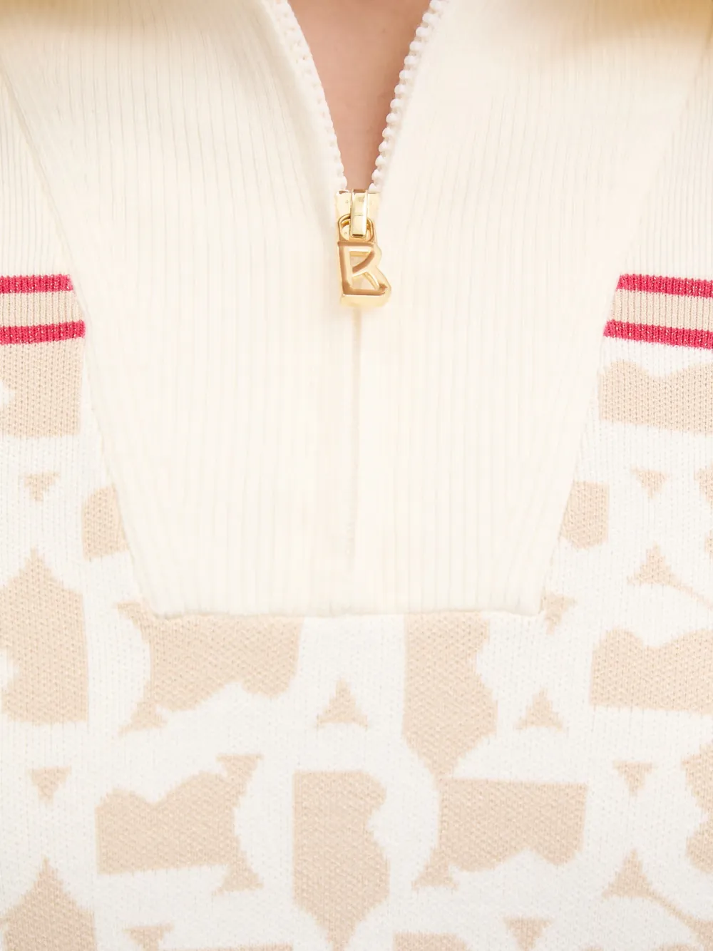 BOGNER Gine trui met monogram-print en kwartrits Beige