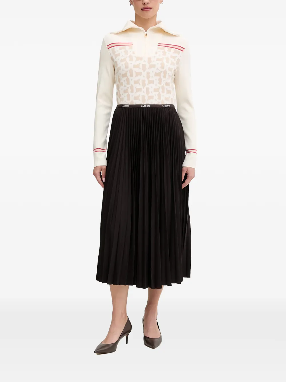 BOGNER Gine trui met monogram-print en kwartrits Beige