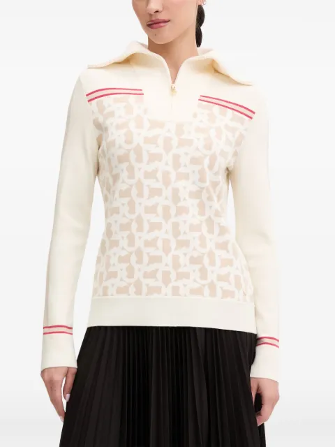 BOGNER Gine monogram-print quarter-zip sweater