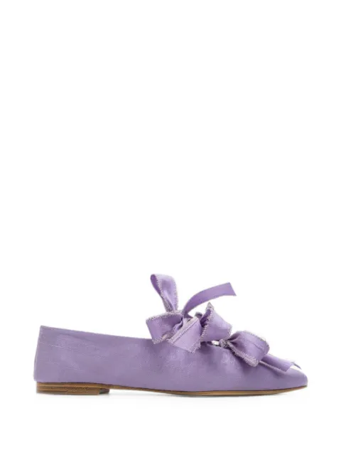 Sleeper Mille-feuille bow-detail silk ballet flats