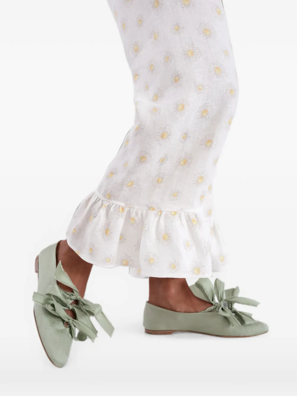  Sleeper Mille-feuille Bow-detail Silk Ballet Flats - Verde 