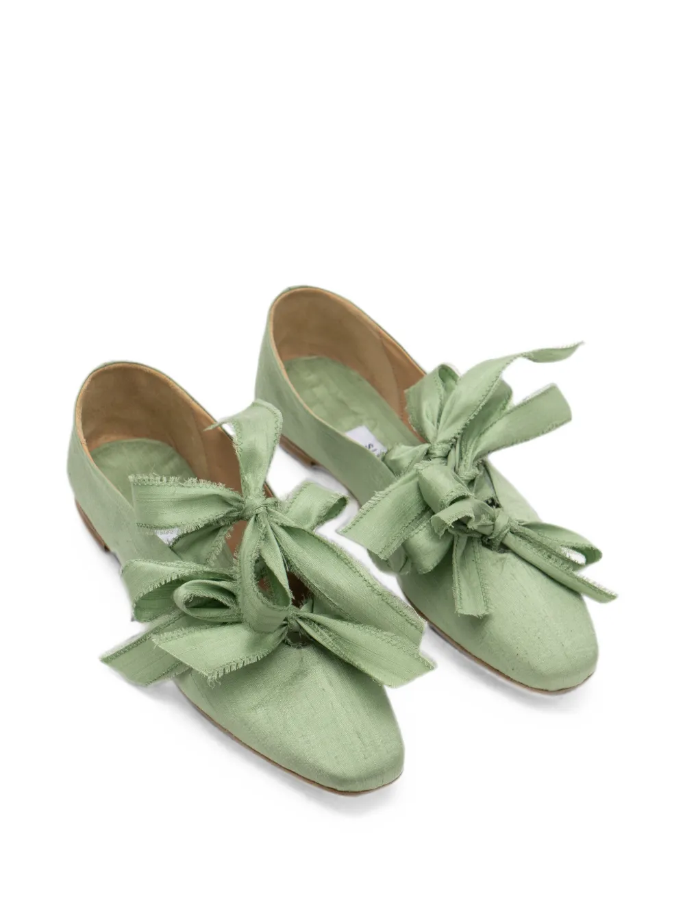  Sleeper Mille-feuille Bow-detail Silk Ballet Flats - Verde 