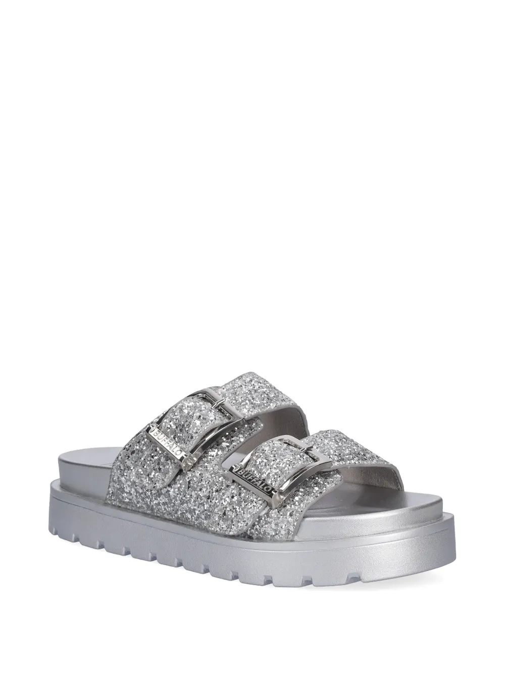 Buffalo Raya Ari Glam platte sandalen met glitters Zilver