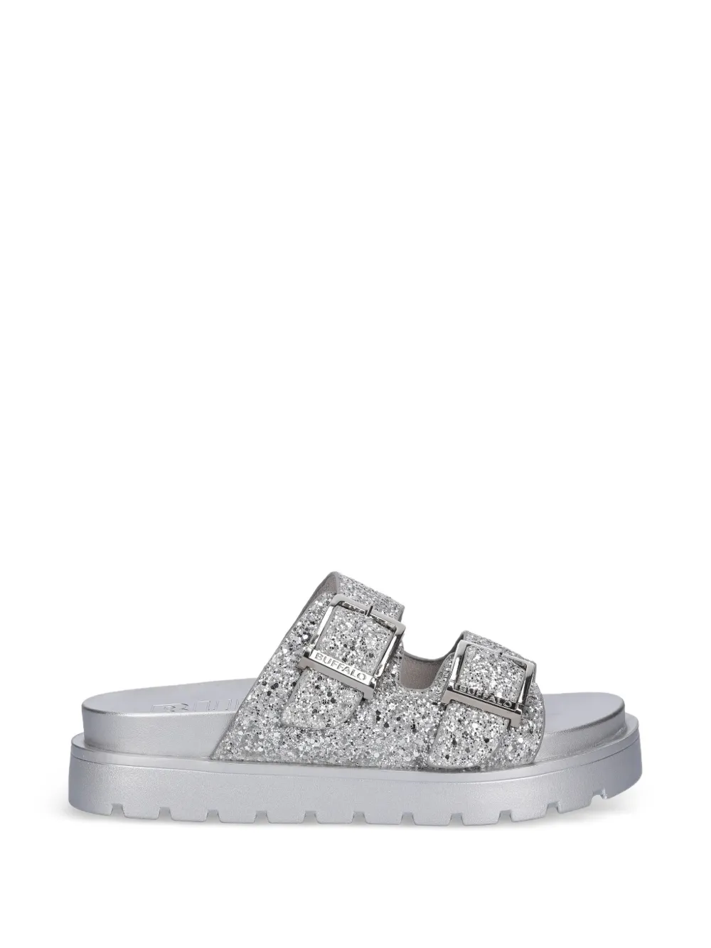 Buffalo Raya Ari Glam platte sandalen met glitters Zilver