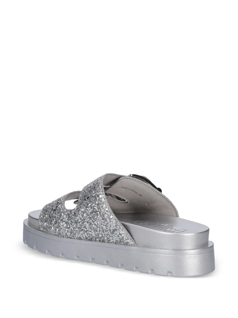 Buffalo Raya Ari Glam platte sandalen met glitters Zilver