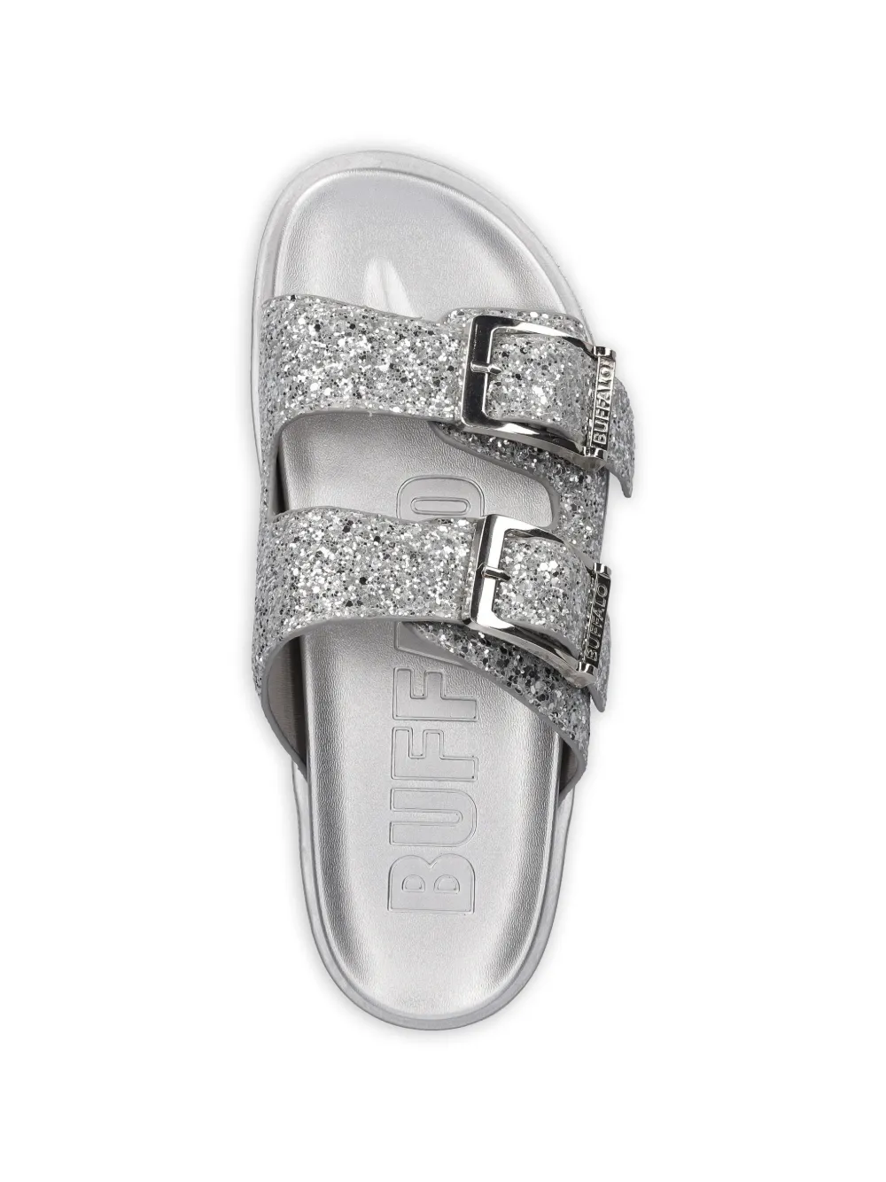 Buffalo Raya Ari Glam platte sandalen met glitters Zilver