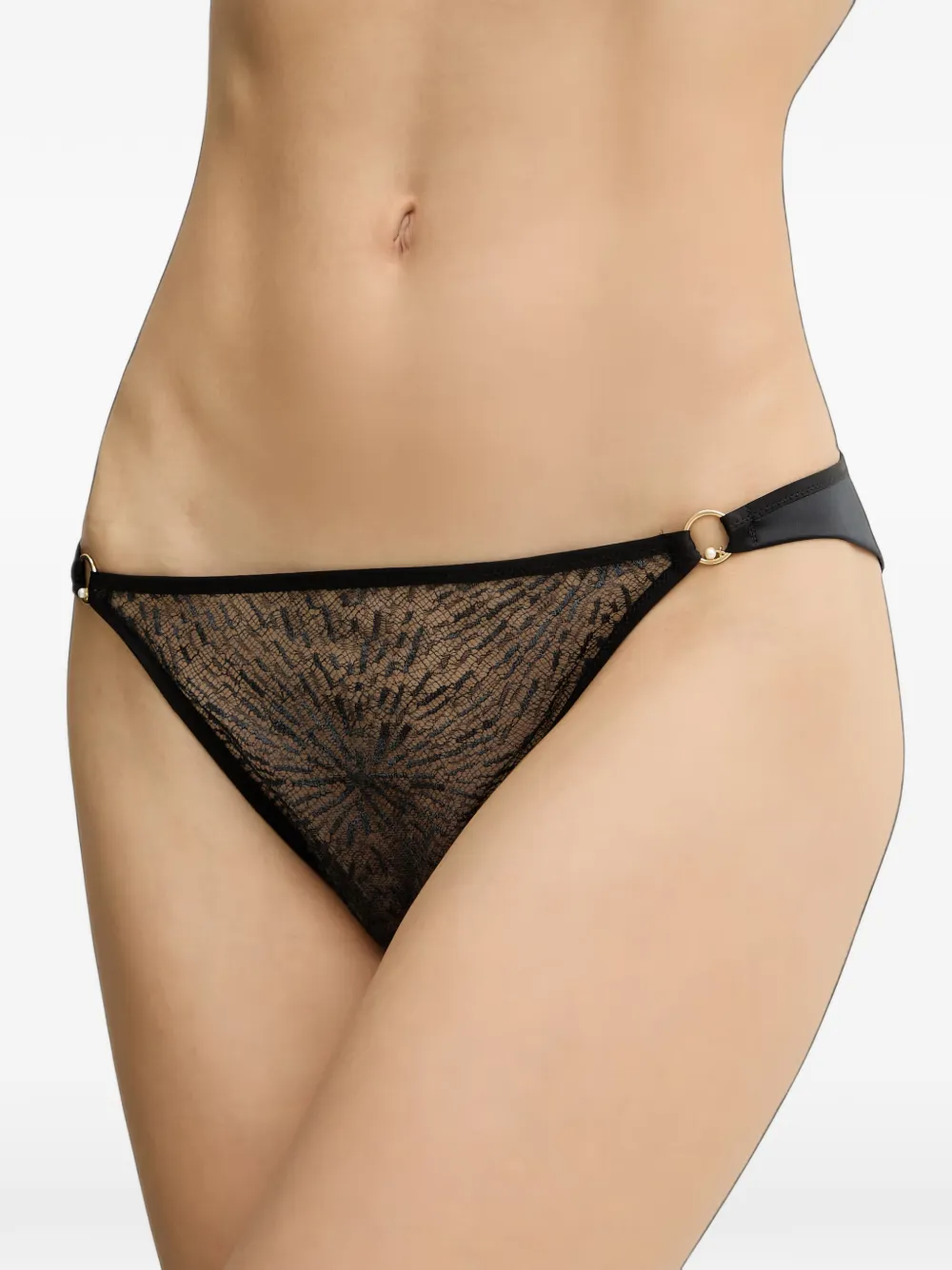Chantelle Pearl slip met kanten vlakken Zwart