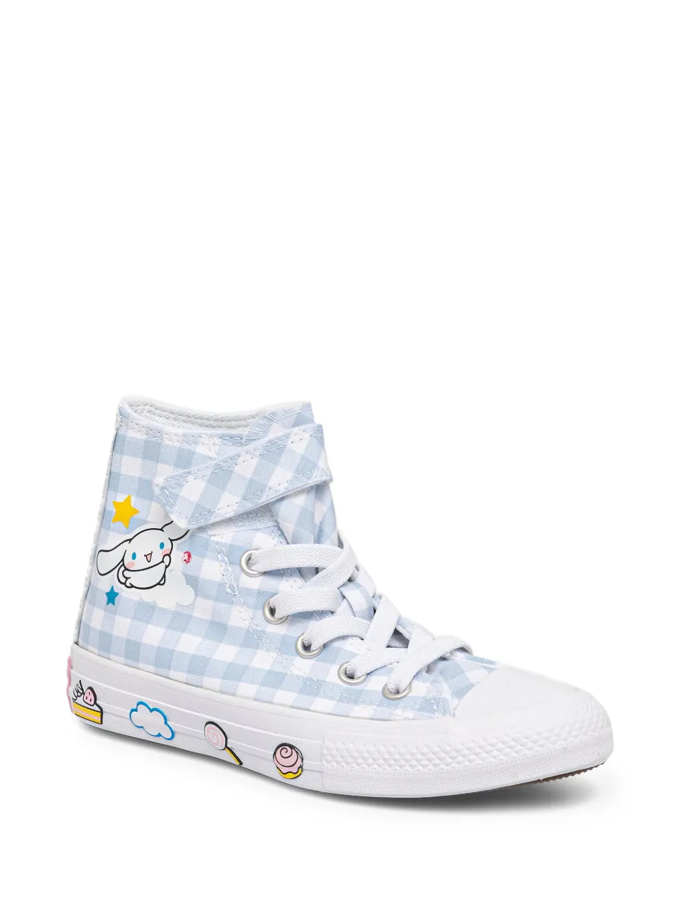 Converse Kids gingham-check touch-strap sneakers - Blu