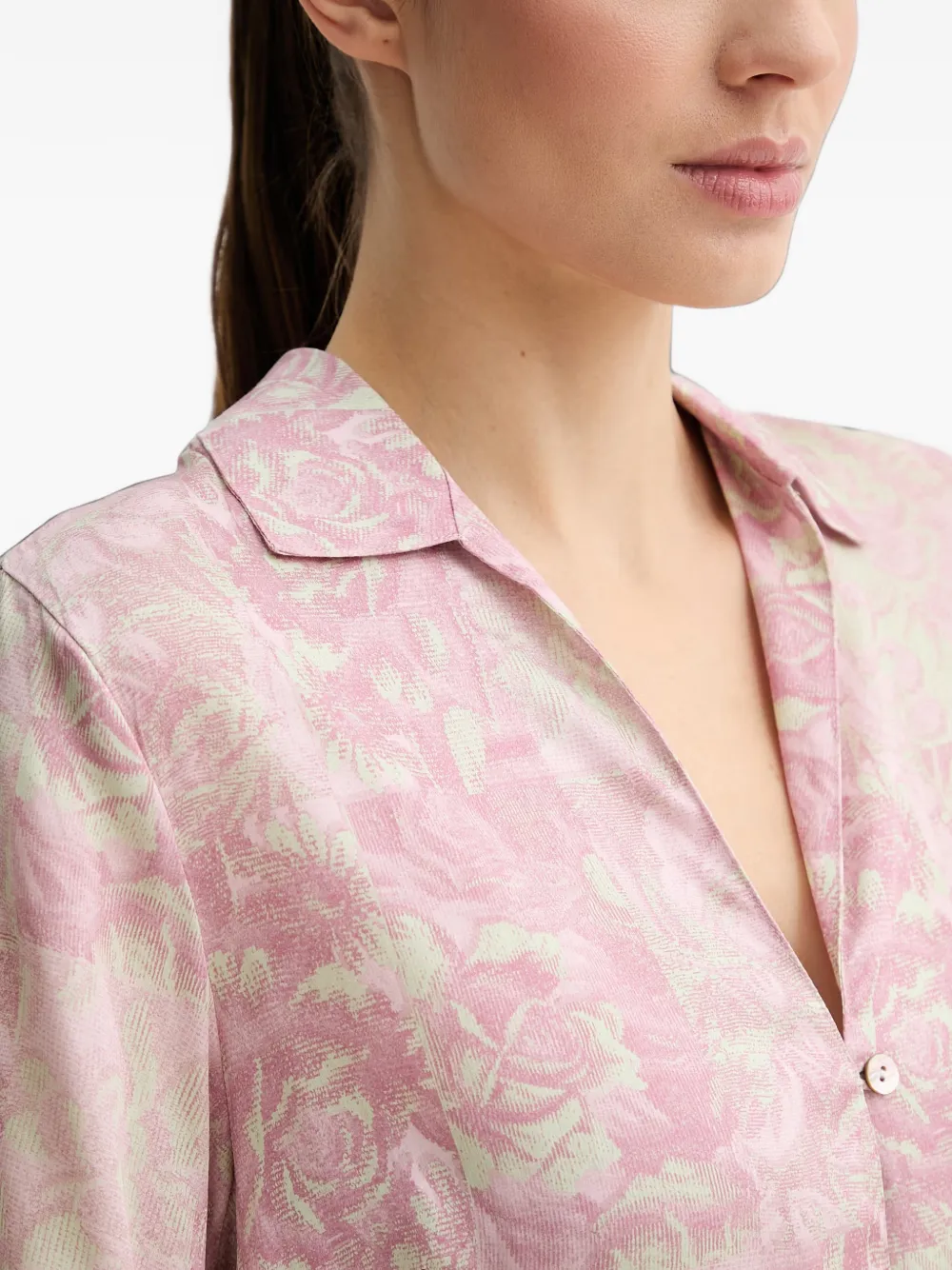 Chantelle floral-print short-sleeve pajama shirt Roze