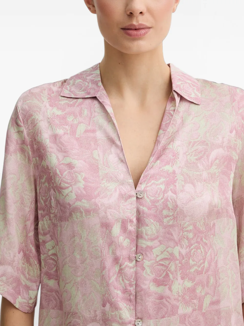 Chantelle floral-print short-sleeve pajama shirt Roze