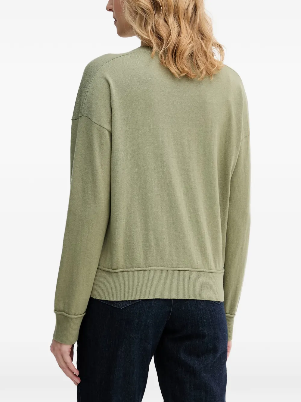Benetton Trui met geribbelde afwerking en V-hals Groen