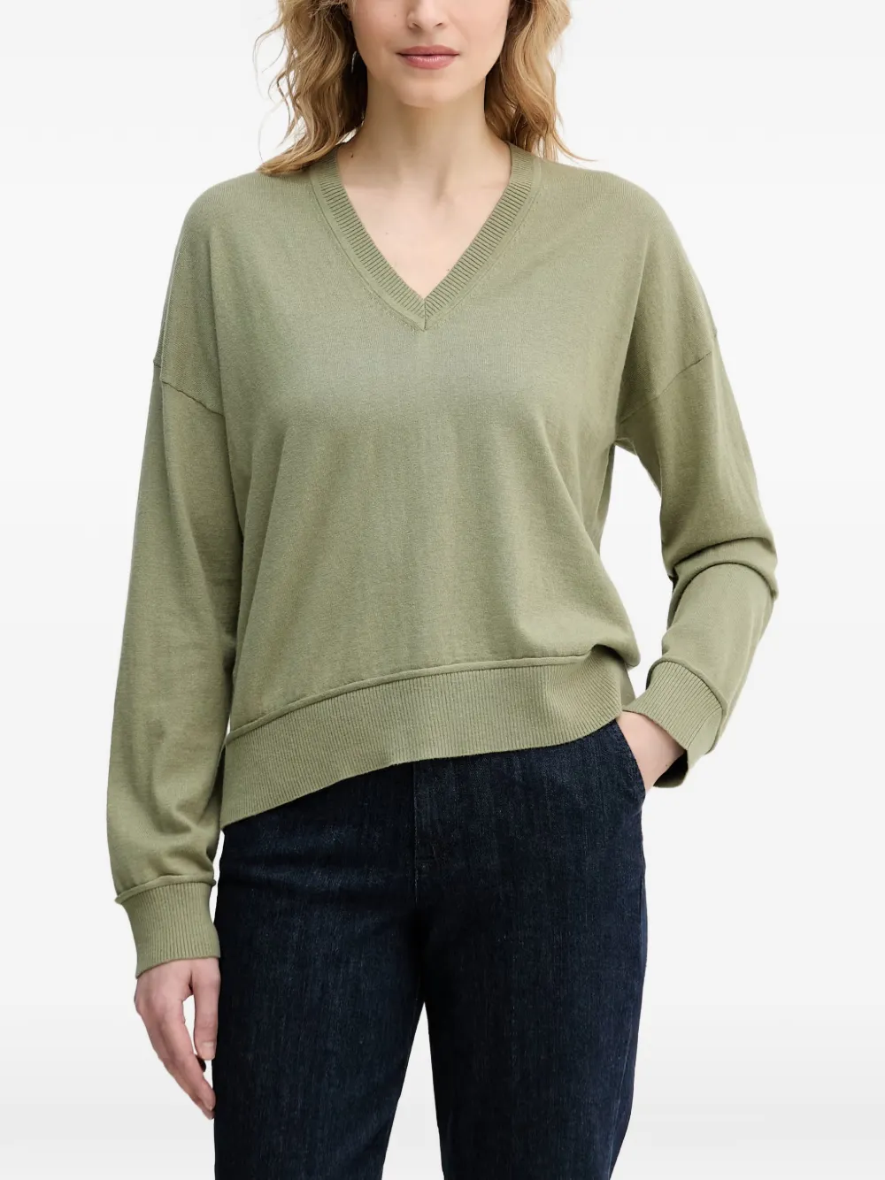 Benetton ribbed-trim V-neck sweater