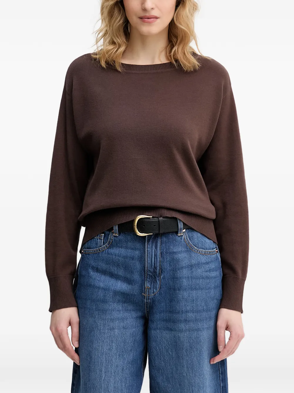 Benetton ribbed-trim sweater - Braun