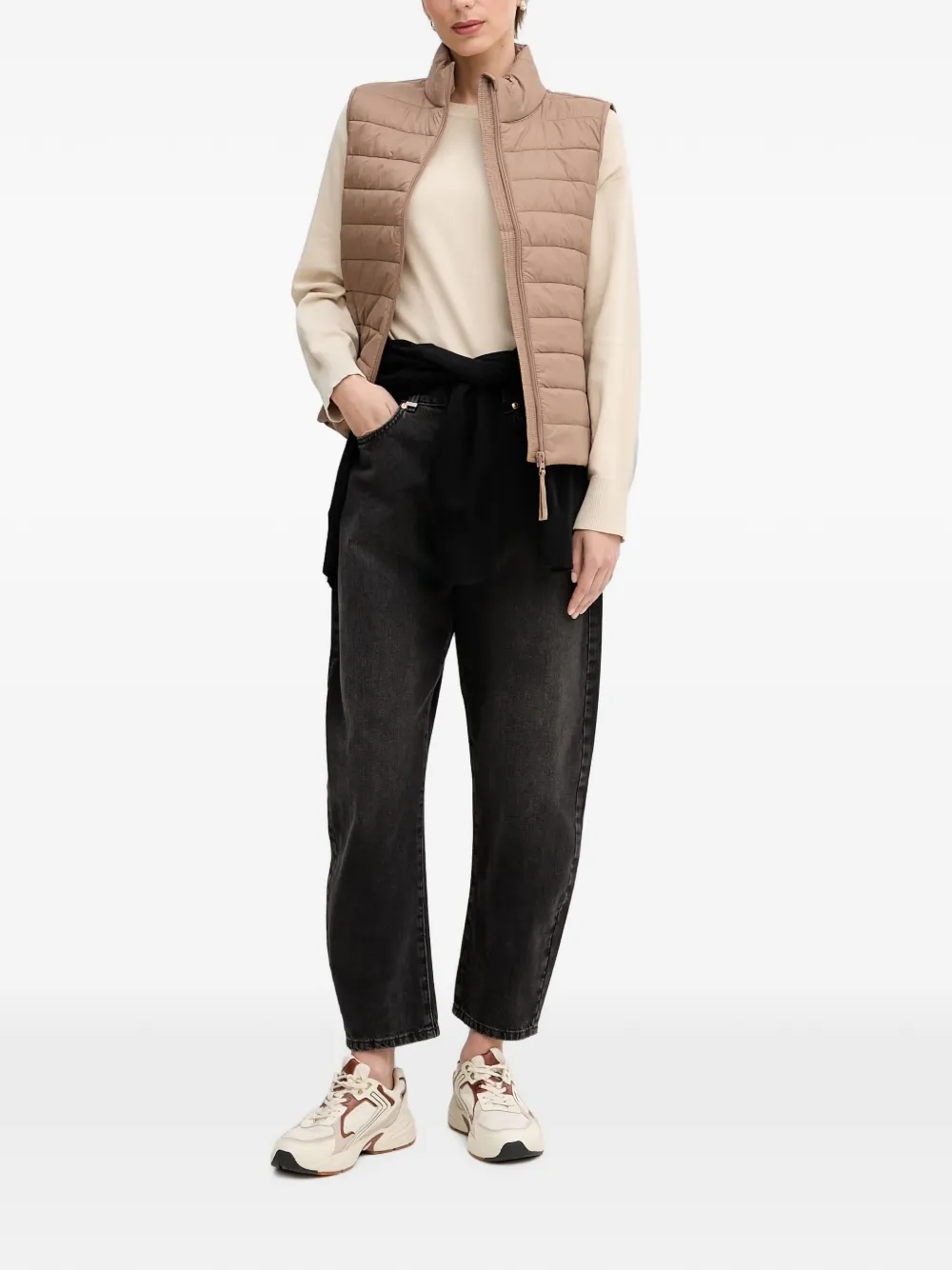 Benetton Trui met geribbelde afwerking Beige
