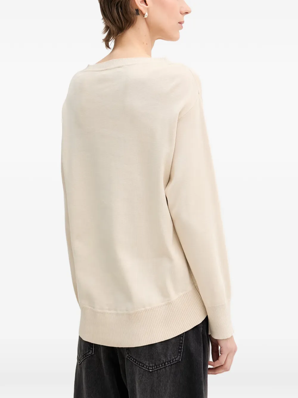 Benetton Trui met geribbelde afwerking Beige