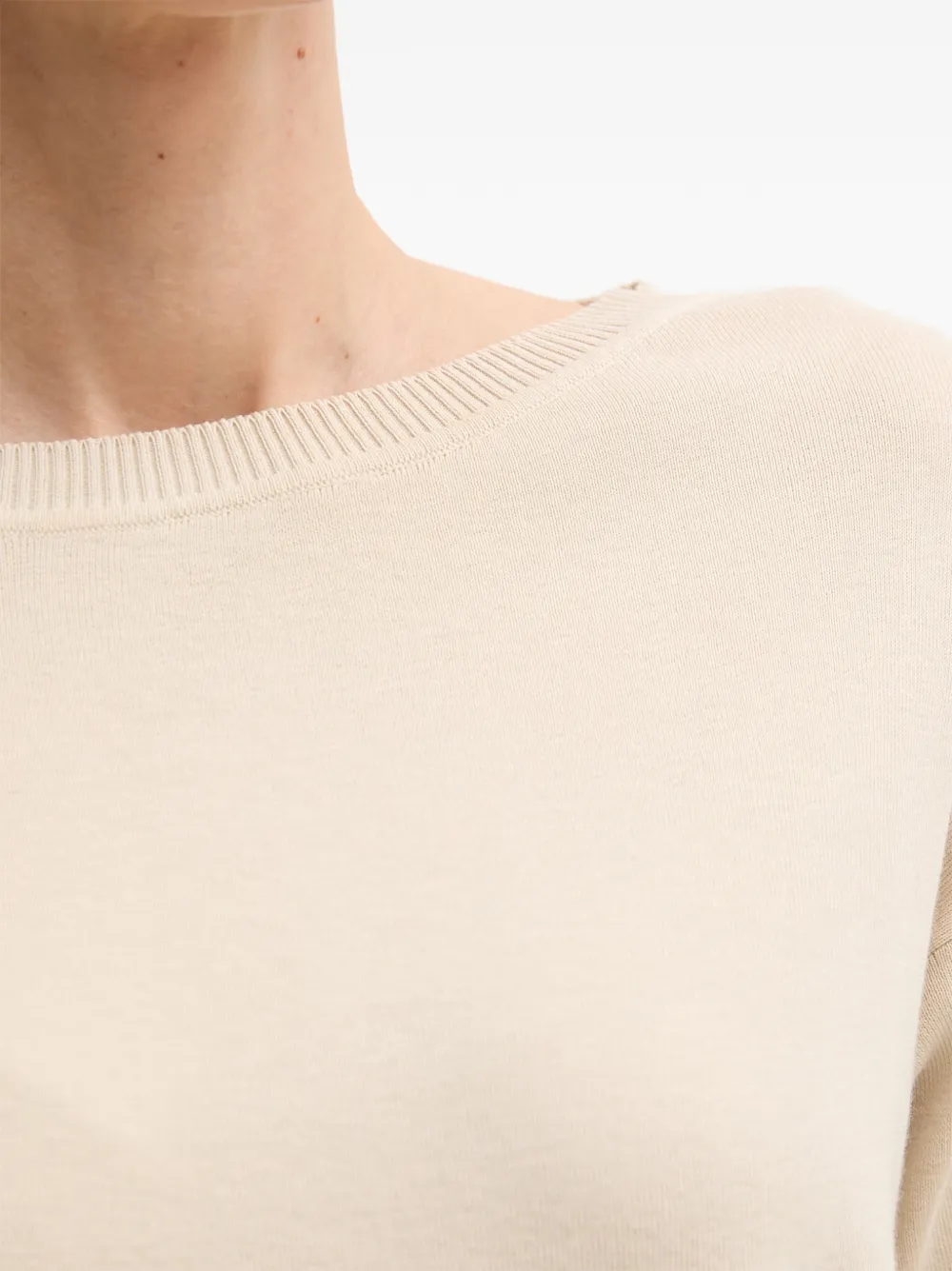 Benetton Trui met geribbelde afwerking Beige