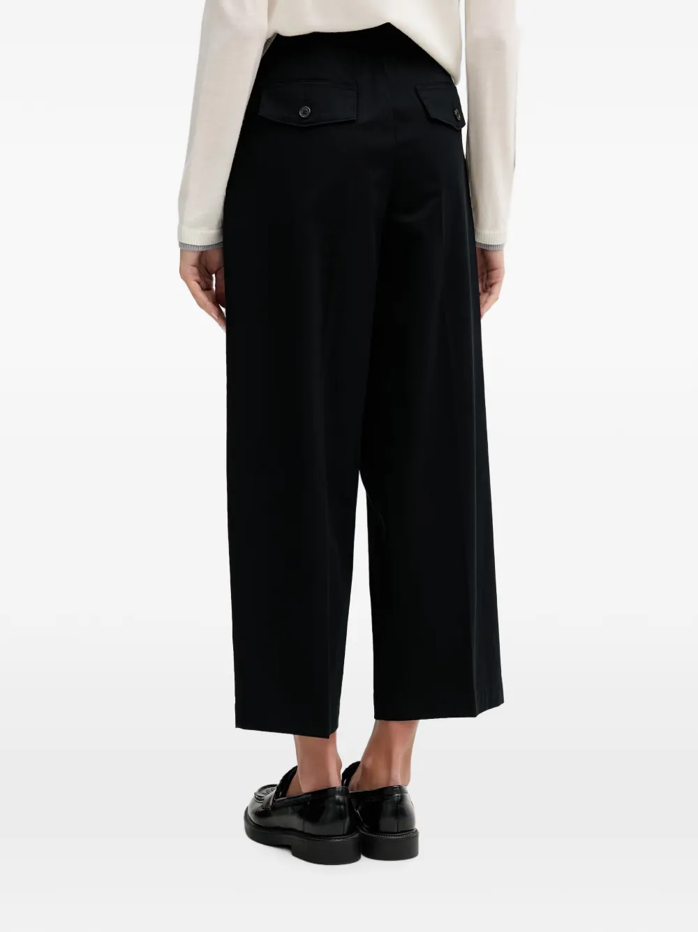 Benetton Broek met wijde pijpen en klep met knoop Zwart