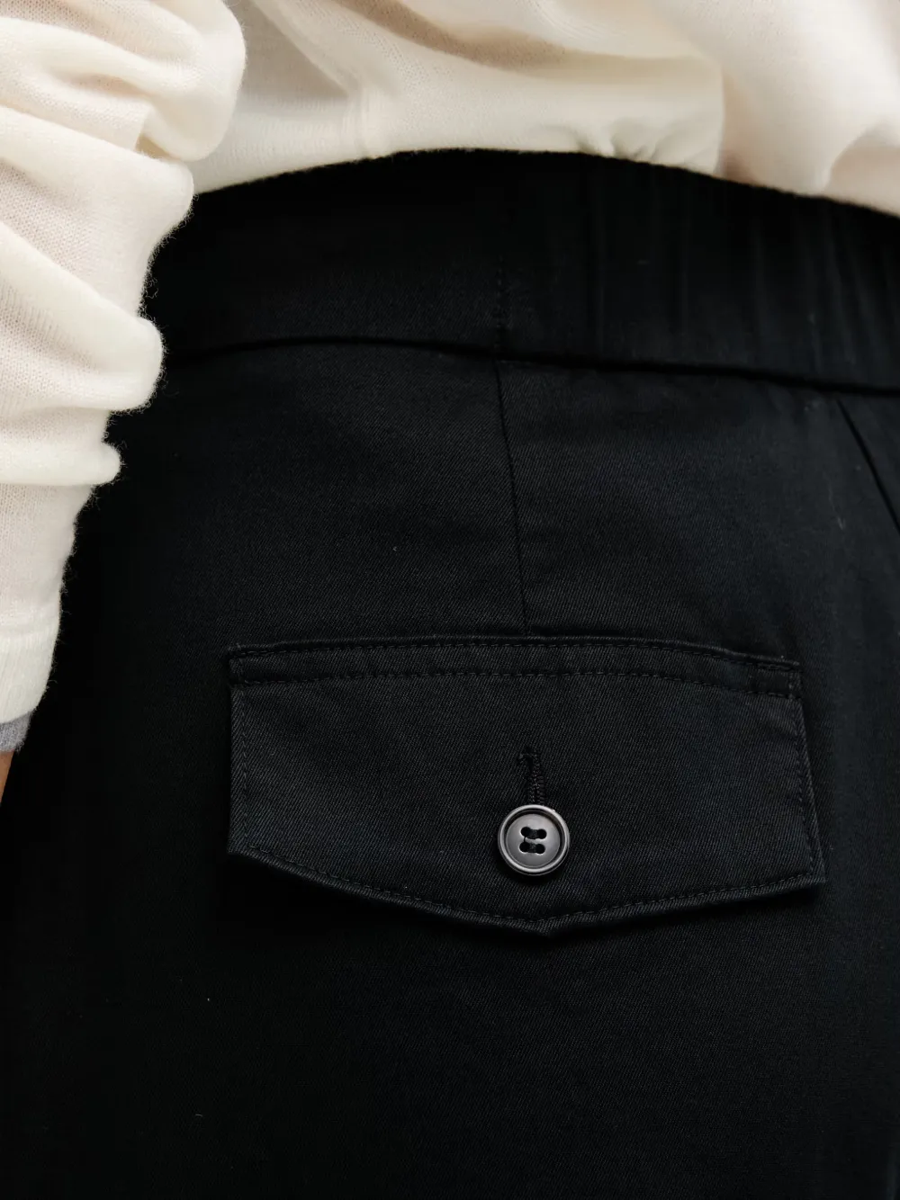 Benetton Broek met wijde pijpen en klep met knoop Zwart