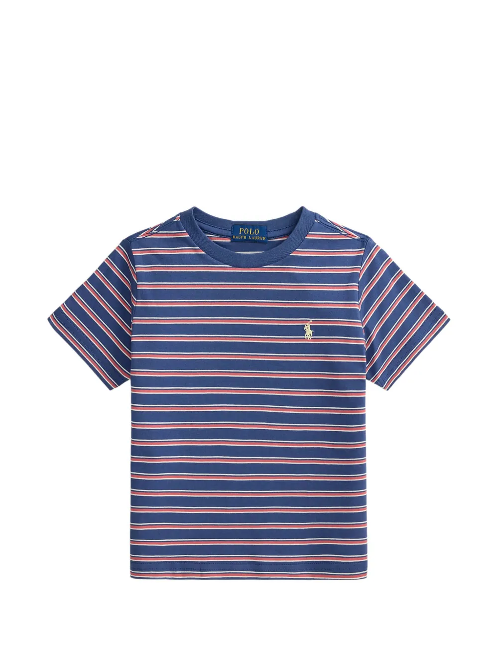 POLO RALPH LAUREN KIDS striped embroidered-logo T-shirt - Blu