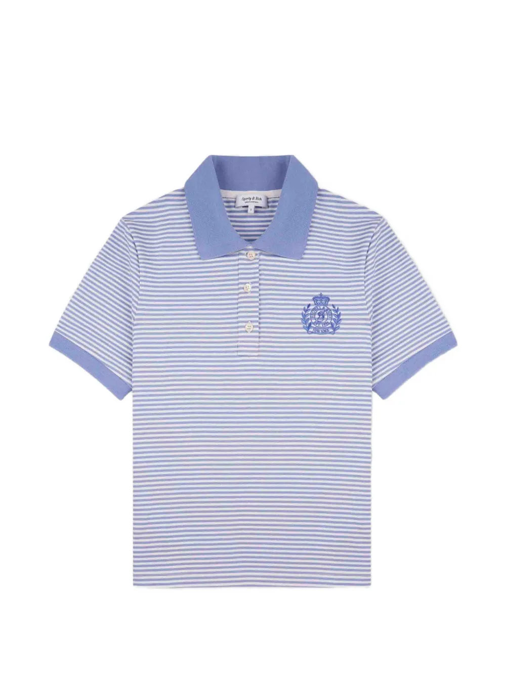 Sporty & Rich striped embroidered-logo polo shirt - Blu