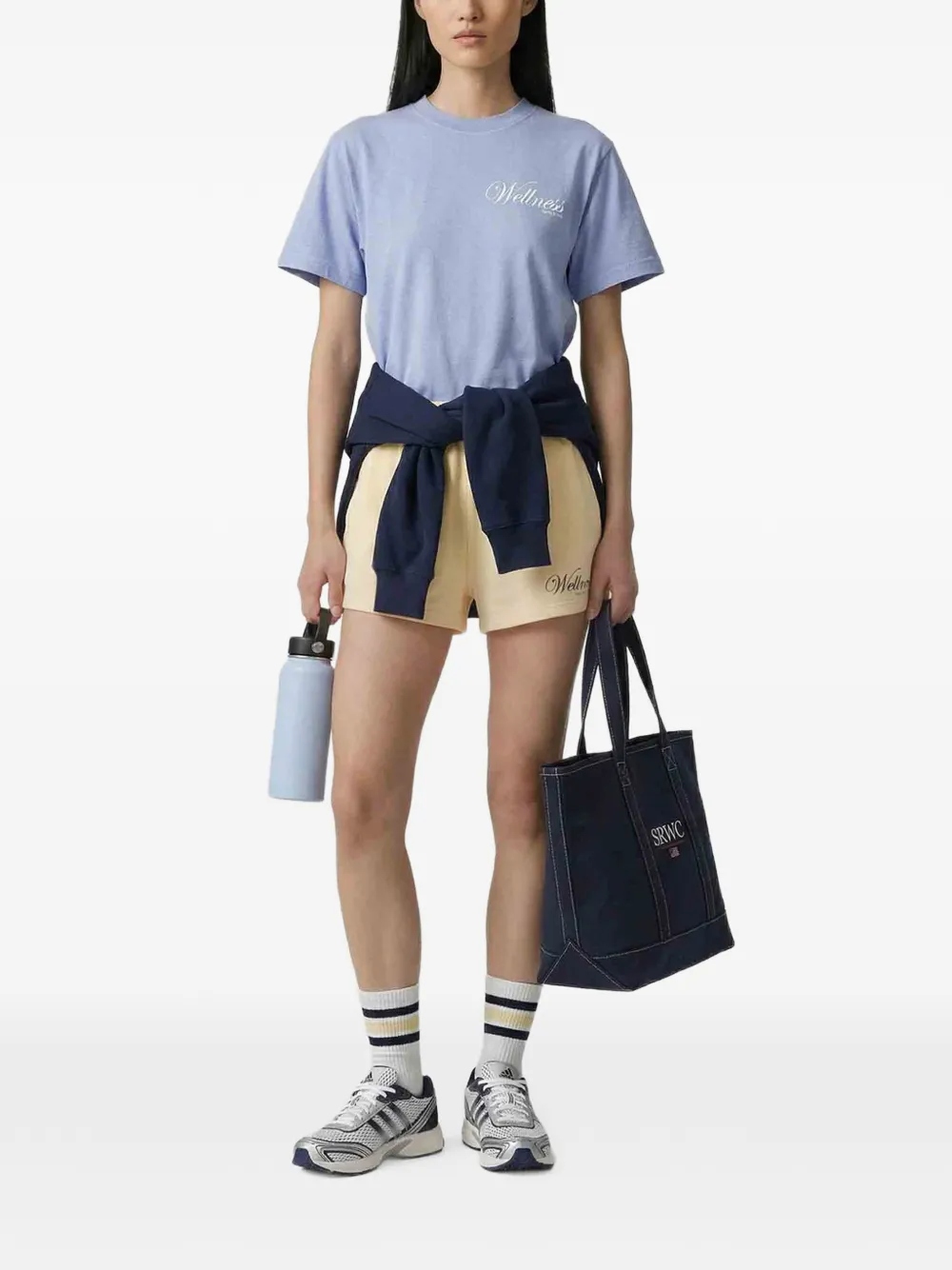 Sporty & Rich Avenue T-shirt met ronde hals Blauw