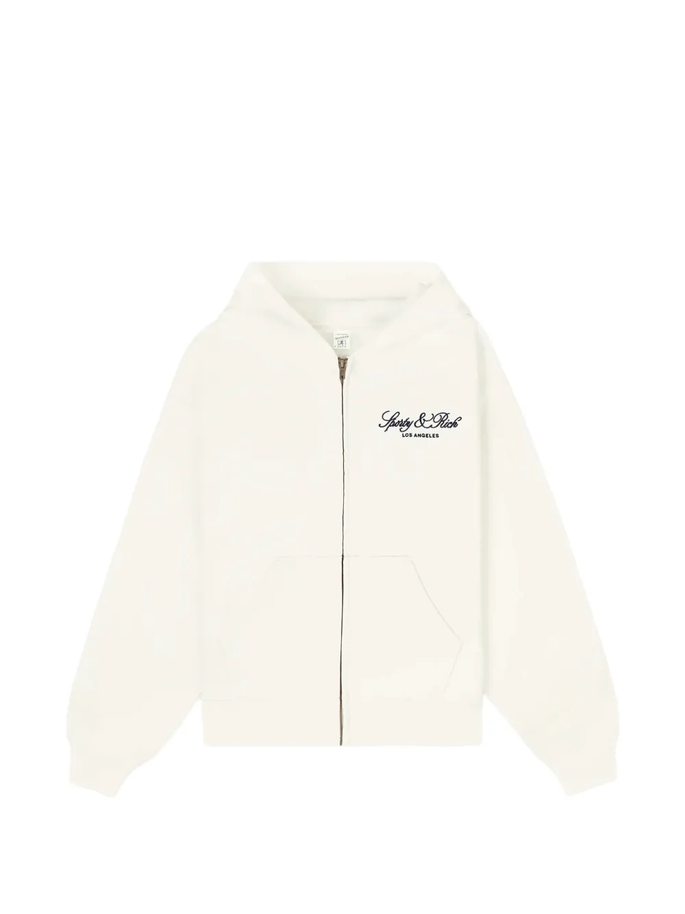 Sporty & Rich logo-print zip-up hoodie - Toni neutri