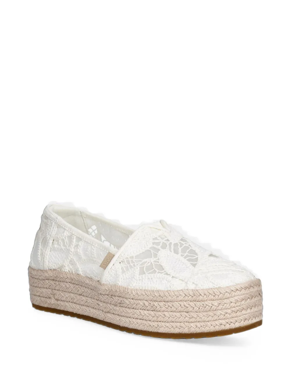 Toms Espadrilles met plateauzool en geborduurd kant Wit
