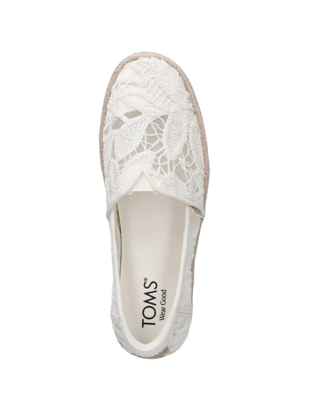 Toms Espadrilles met plateauzool en geborduurd kant Wit