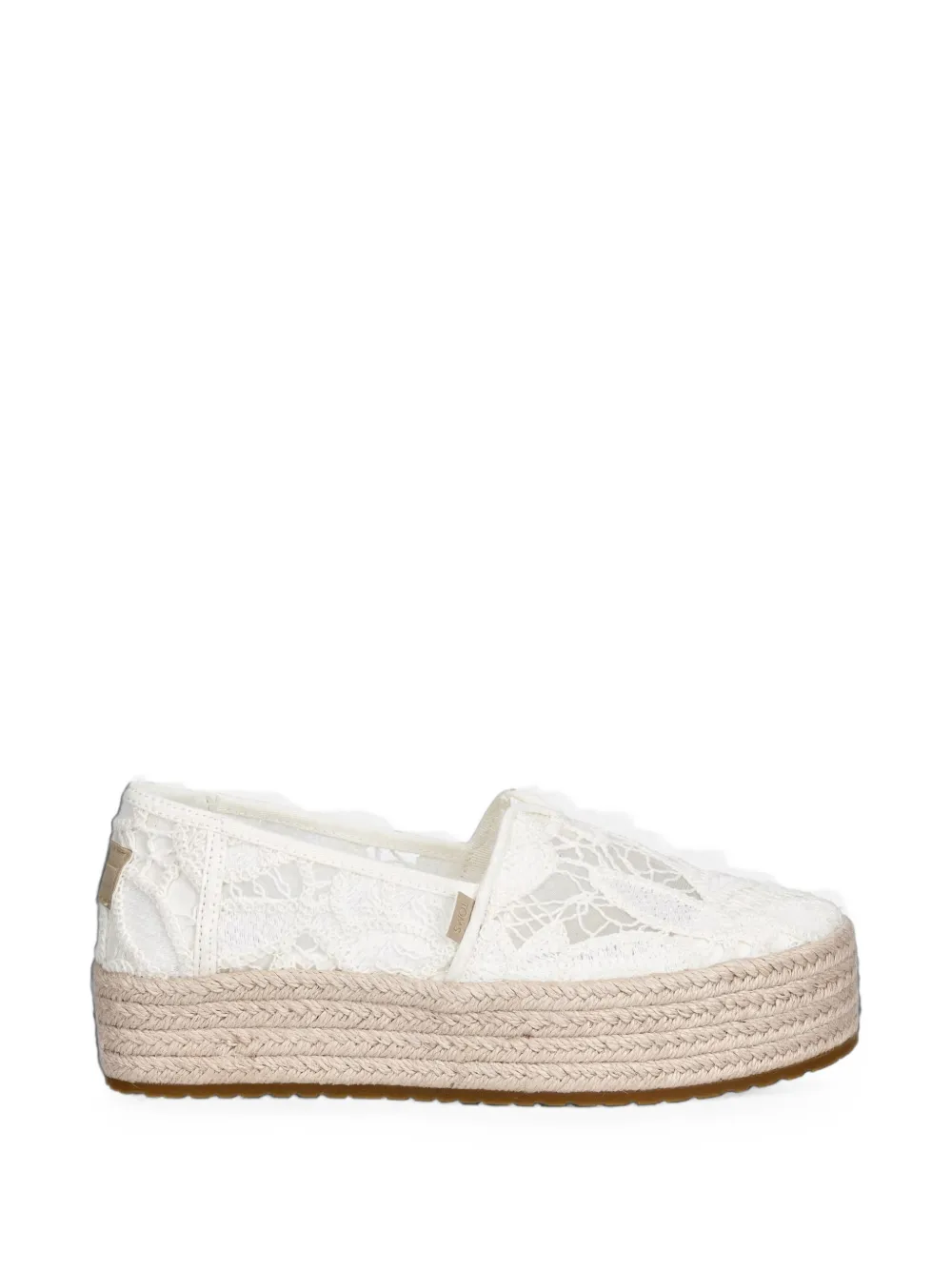 Toms Espadrilles met plateauzool en geborduurd kant Wit