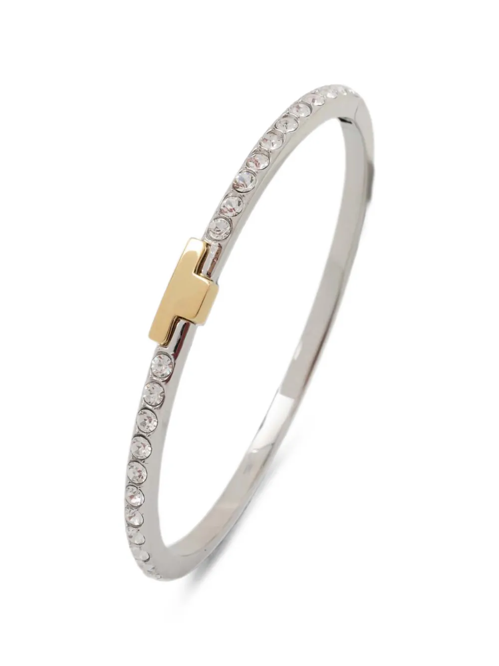 Trussardi crystal-embellished logo-plaque bracelet - Argento