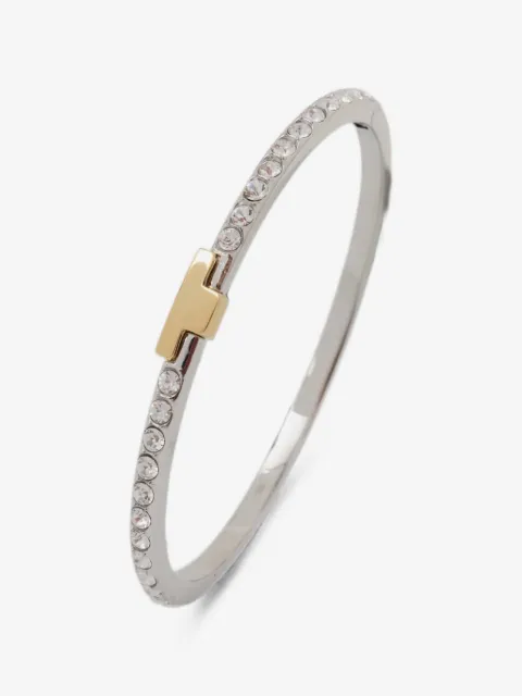 Trussardi crystal-embellished logo-plaque bracelet