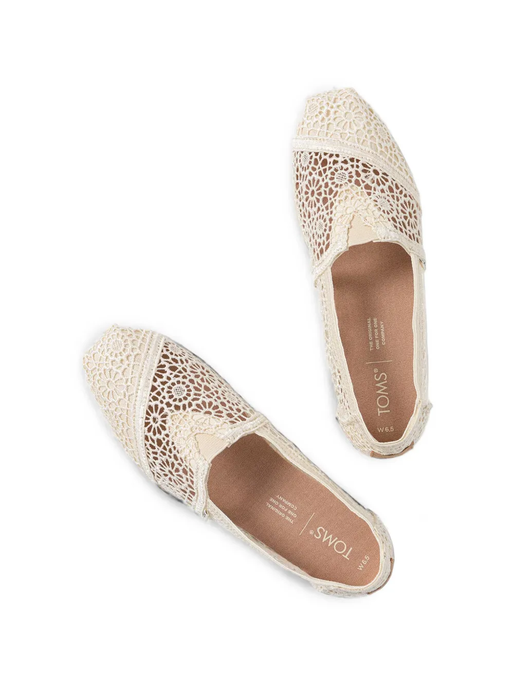 Toms lace-crochet slip-on flats Wit