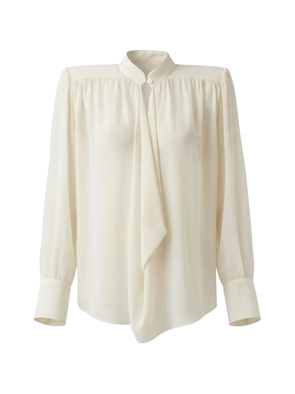 Almaz Hit The Trail draped padded-shoulder blouse - Bianco