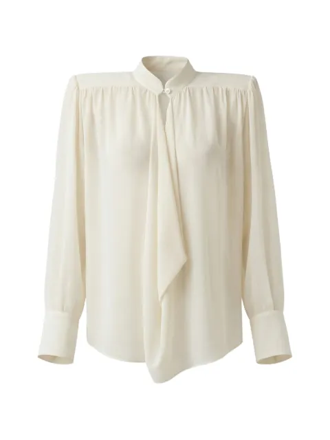 Almaz Hit The Trail draped padded-shoulder blouse