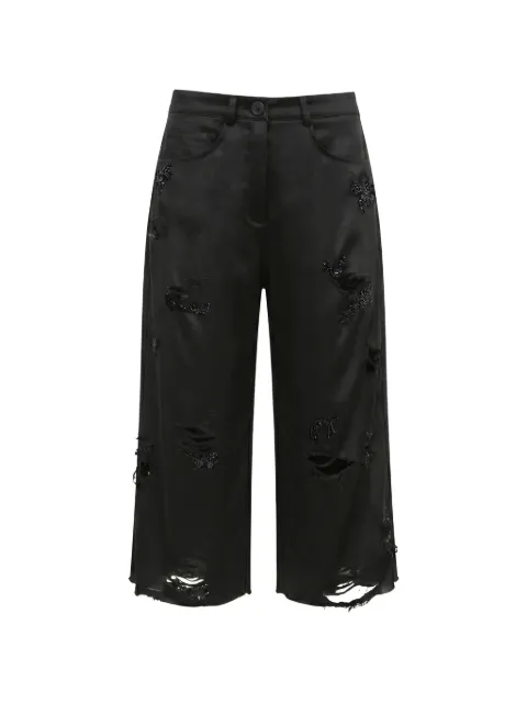 Almaz embroidered distressed knee-length shorts