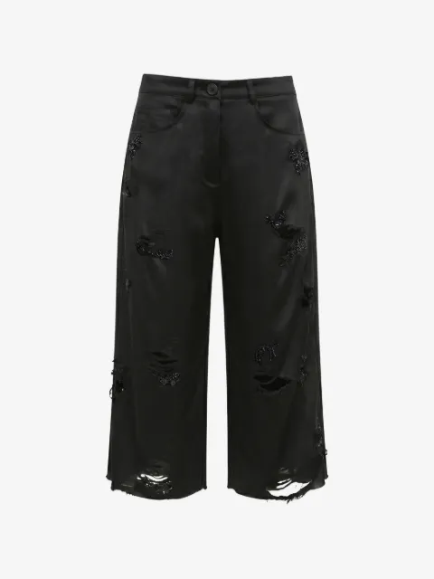 Almaz embroidered distressed knee-length shorts