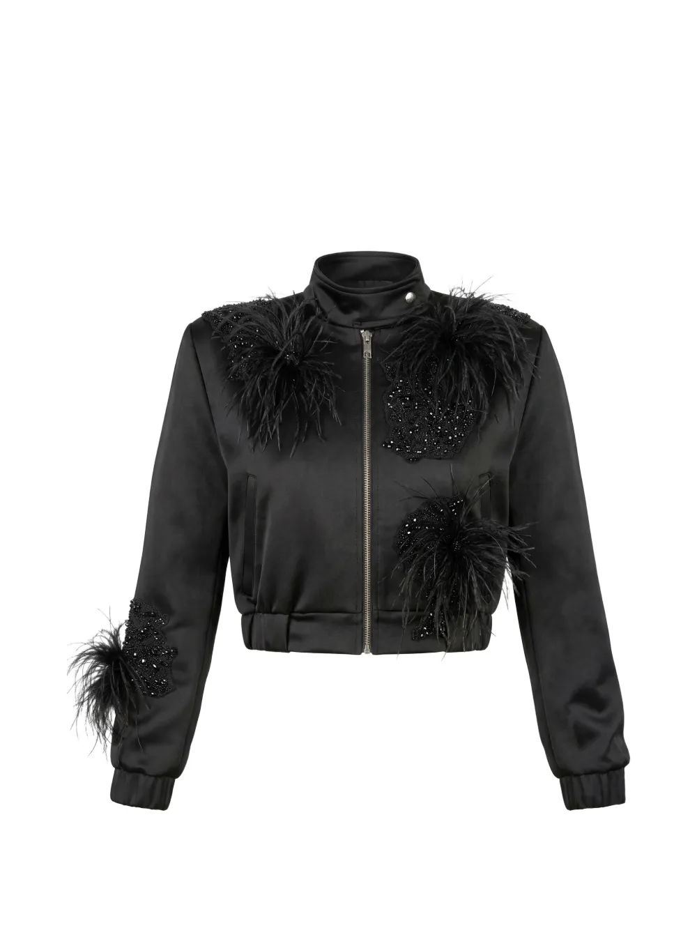 Almaz Highway feather-embellished bomber jacket - Nero
