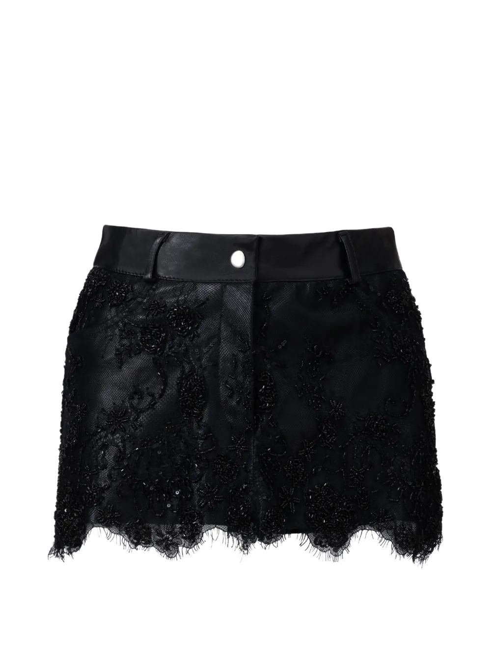 Almaz Night Out sequin-embellished lace-trim mini skirt - Nero